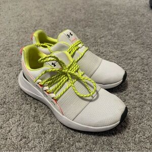 Under Armour Neon Yellow and White Athletic Shoes